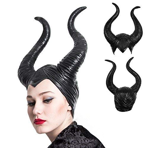 Latex Maleficent Hat Horns Evil Queen Custume Sombrero de Cosplay Halloween
