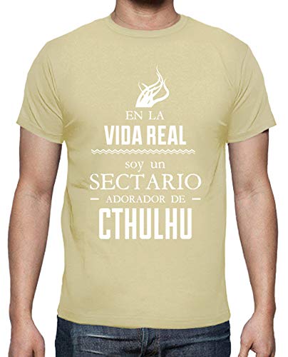 latostadora - Camiseta Adorador de Cthulhu para Hombre Crema L