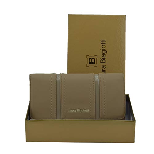 Laura Biagiotti Cartera para mujer en eco piel de PU con soporte de tarjetas y caja de regalo Marrón claro -