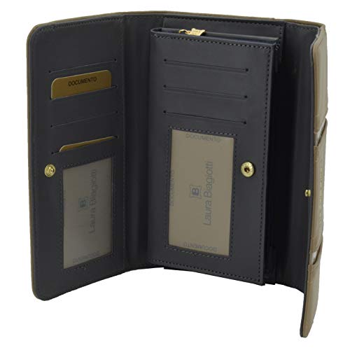 Laura Biagiotti Cartera para mujer en eco piel de PU con soporte de tarjetas y caja de regalo Marrón claro -