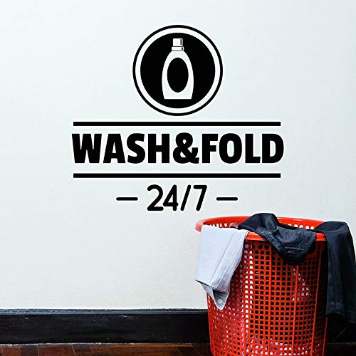 Lavado plegable palabra calcomanía de pared limpiador lavandería servicio de limpieza decoración de interiores señal puerta ventana pegatina de pantalla papel tapiz