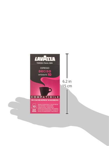 Lavazza Cápsulas de Café Compatibles Nespresso Espresso Deciso, Paquetes de 10 x 10 Cápsulas (Total: 100 Cápsulas)