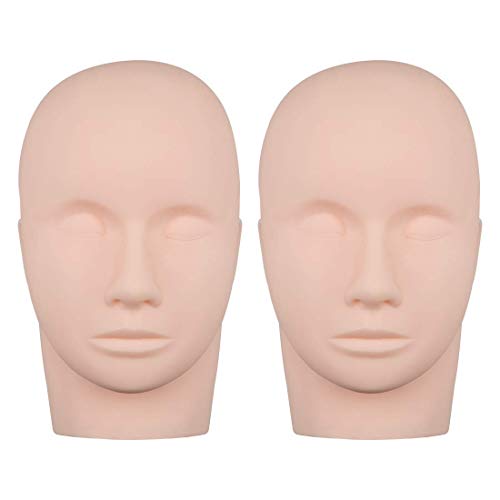 Lawei 2 unidades de maniquí de goma para práctica de entrenamiento, cosmética, cabeza para pestañas y masaje