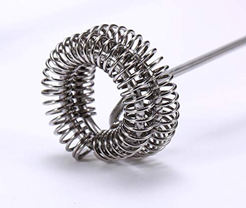 Lawei - Espumador de leche de mano eléctrico, funciona con pilas, espumador automático para café, latte, capuchino, chocolate caliente, incluye soporte