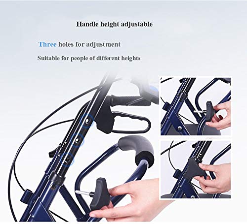 LAZ Silla de ruedas plegable Walker Transporte Cátedra antideslizante de peso ligero balanceo Rollators Combo viaje aleación de aluminio ajustable for trabajo pesado