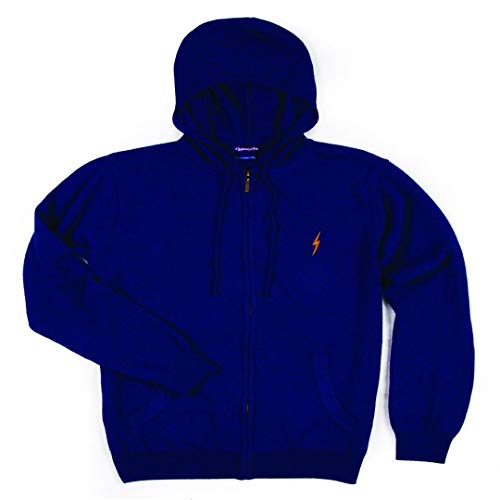 L.Bolt Full Zip Knitted Cashmere Blend Hoodie State Jersey, Hombre, Azul, M