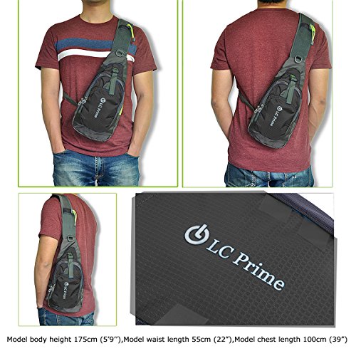 LC Prime Mochila de Hombro Bolsa de Hombro, Práctico y Espacioso para Llevar Artículos de Uso Cotidiano al Caminar IR de Excursión Acampar Viajar Nailon Fabric Black, by