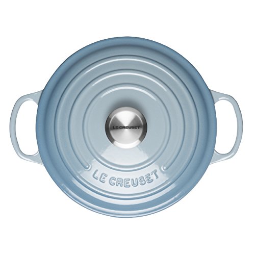 Le Creuset Evolution Cocotte con Tapa, Redonda, Todas Las Fuentes de Calor Incl. inducción, 3,3 l, Hierro Fundido, Azul(Coastal), 22 cm
