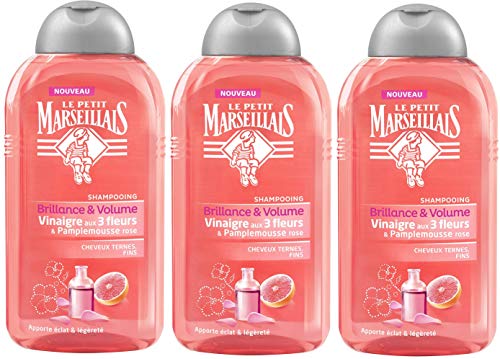 Le Petit Marseillais champú Ternes aletas/Vinagre 3 Flores y pomelo rosa botella de 250 ml de 3-Set