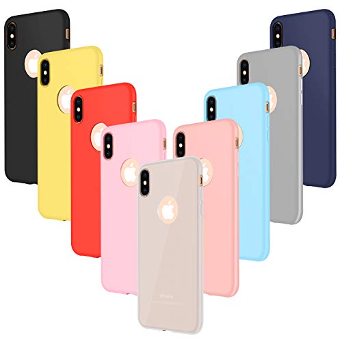 Leathlux 9X Funda iPhone XS MAX Silicona, Carcasa XS MAX Ultra Fina TPU Gel Protector Cover Case para iPhone XS MAX - Rosa, Verde, Púrpura, Azul Cielo, Amarillo, Rojo, Azul Oscuro, Translúcido, Negro
