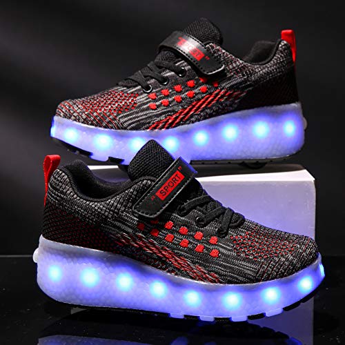 Led Lights USB Charger Shoes with Double Wheels for Small Boys and Girls Skateboarding Footwear Outdoor Sports Glowing Outdoors Sport Sneakers