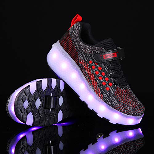 Led Lights USB Charger Shoes with Double Wheels for Small Boys and Girls Skateboarding Footwear Outdoor Sports Glowing Outdoors Sport Sneakers