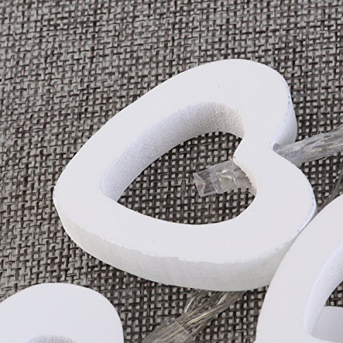 LEDMOMO LED Corazón de Madera Guirnalda Luminosa Bateria Operado Cadena de Luces Impermeable (Luz Blanca Cálida)