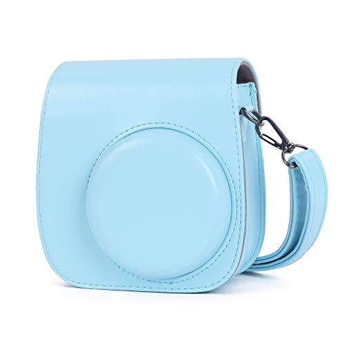 Leebotree Cámara Instantánea Funda Compatible con Instax Mini 11 Cámara Instantánea, Bolsa de Transporte Fabricada en Cuero, Dispone de Una Correa de Proteger y Bolsillo (Sky Blue)