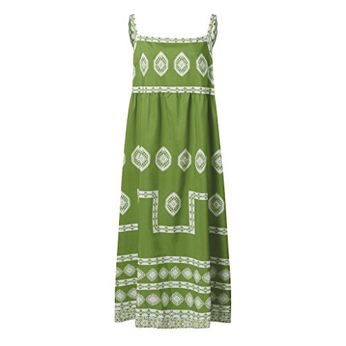 LEEDY Vestido de playa con estampado bohemio para mujer, de verano, con correa