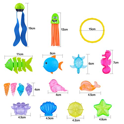 LEEHUR Juguete de Buceo Juguete de Piscina para Niños, Juguete Acuático de Natación, Conjuntos de Juegos de Agua con Bolsa de Cuerdas, Juguete Aventura Subacuática para Verano Divertido, 27 Pcs