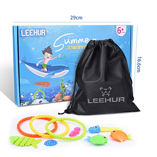 LEEHUR Juguete de Buceo Juguete de Piscina para Niños, Juguete Acuático de Natación, Conjuntos de Juegos de Agua con Bolsa de Cuerdas, Juguete Aventura Subacuática para Verano Divertido, 27 Pcs