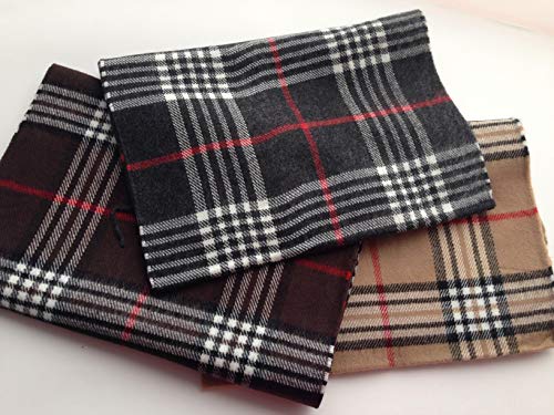 LEGADO Bufanda cuadro escoces suave bufanda de poliester estilo de cuadro de invierno bufanda caliente para los hombres y los niños de color facilmente combinable. (BEIGE)