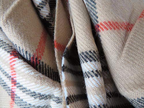 LEGADO Bufanda cuadro escoces suave bufanda de poliester estilo de cuadro de invierno bufanda caliente para los hombres y los niños de color facilmente combinable. (BEIGE)