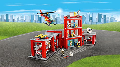 LEGO CITY - Estación de Bomberos, Juguete de Construcción, Incluye Camión, Helicóptero y Coche (60110)