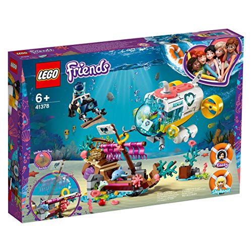 LEGO Friends - Misión de Rescate: Delfines Nuevo set de construcción de juguete de Barco Hundido y Robot Submarino Busca Tesoros (41378)