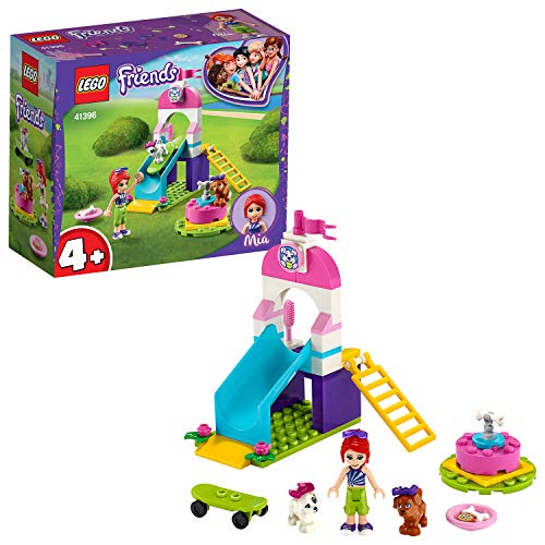 LEGO Friends - Parque para Cachorros, Set de Construcción a Partir de 4 Años, Incluye Mini Muñeca de Mia, dos Perros, un Tobogán, un Monopatín y un Tiovivo (41396)