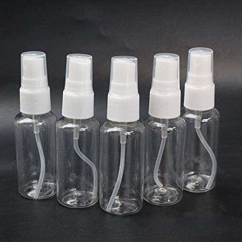 Leisial 5pcs Transparente Botella de Spray Plástico Blanco Botes Botella de Pulverizacion Vacíos para Perfume Chanmpú Botella Cosmetica para Accesorios de Viaje - 20ml