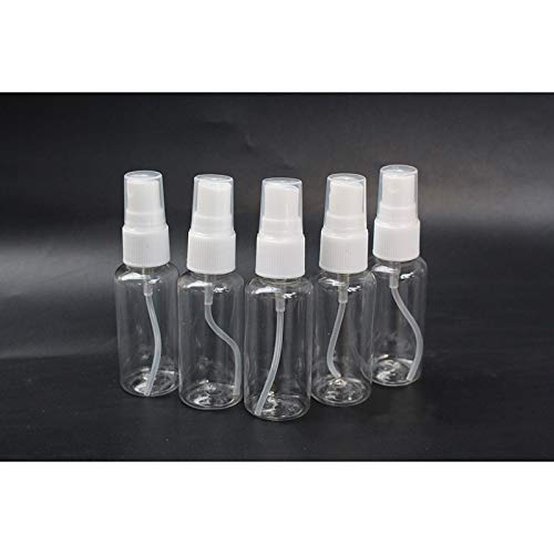 Leisial 5pcs Transparente Botella de Spray Plástico Blanco Botes Botella de Pulverizacion Vacíos para Perfume Chanmpú Botella Cosmetica para Accesorios de Viaje - 20ml