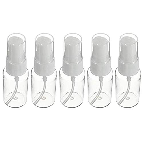 Leisial 5pcs Transparente Botella de Spray Plástico Blanco Botes Botella de Pulverizacion Vacíos para Perfume Chanmpú Botella Cosmetica para Accesorios de Viaje - 20ml