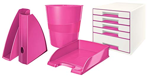Leitz Wow Papelera, Poliestireno, Rosa Metalizado, 15 L