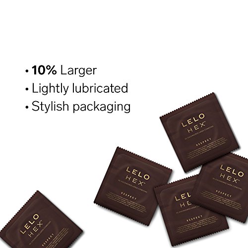 LELO HEX Respect XL: Condones de Talla Grande con Estructura Hexagonal Única. Pack de 12 Condones Lubricados, Finos y Resistentes