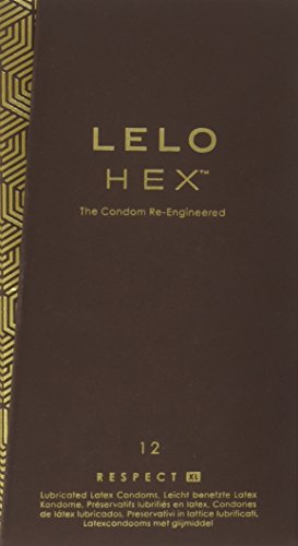 LELO HEX Respect XL: Condones de Talla Grande con Estructura Hexagonal Única. Pack de 12 Condones Lubricados, Finos y Resistentes