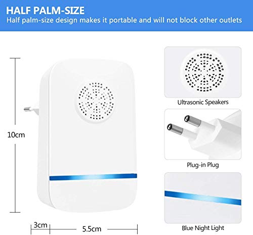 LEMENG Repelente Ultrasónico de Plagas -2020 Ahuyentador de Ratones Ultrasonidos - Repelente Ultrasónico Mosquitos Cucarachas - Antimosquitos Eléctrico Insectos Ratas Moscas Arañas Hormigas
