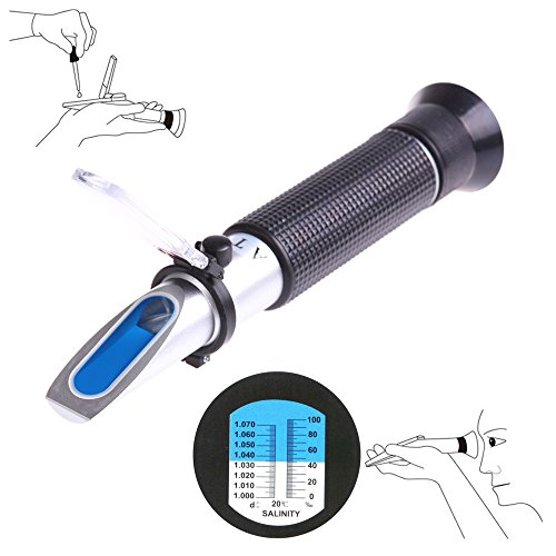 LemonBest 0% -10% Temperatura Automática Salinidad Compensación refractómetro de agua salada acuario