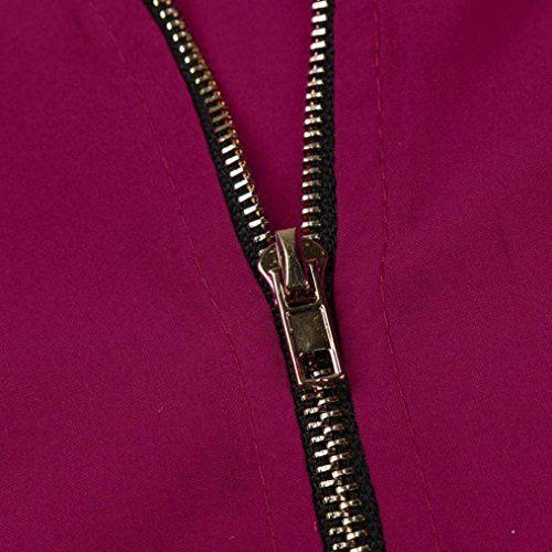 Lenfesh Camiseta de Gasa para Mujer, Sexy Atractiva Cuello V Mangas Medias Camisas Tops Blusas Blusa con Cremallera Escote (XL, Rosado)