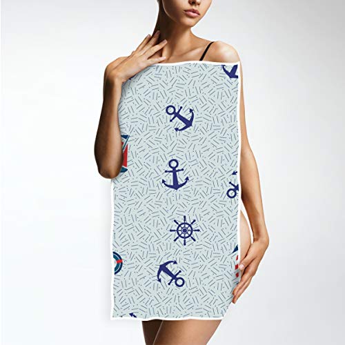 LENNEL Multipropósito para baño Cocina Hotel Gimnasio Playa Toalla Deportiva Decoración para el hogar Ancla de velero Suave Aro Salvavidas Único 30 x 15 Pulgadas