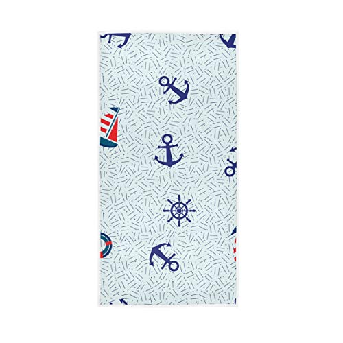 LENNEL Multipropósito para baño Cocina Hotel Gimnasio Playa Toalla Deportiva Decoración para el hogar Ancla de velero Suave Aro Salvavidas Único 30 x 15 Pulgadas