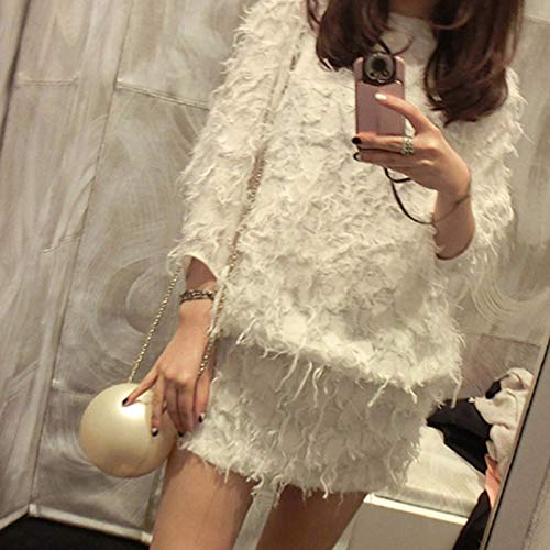 Leobtain Women's Spherical Rhinestone Crystal Artificial Pearl Evening Bag Banquet Wedding Bride Clutches Bags Round Pearl Chain Diagonal Shoulder Bag Wallet Durable