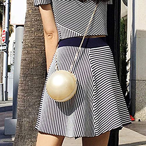 Leobtain Women's Spherical Rhinestone Crystal Artificial Pearl Evening Bag Banquet Wedding Bride Clutches Bags Round Pearl Chain Diagonal Shoulder Bag Wallet Durable