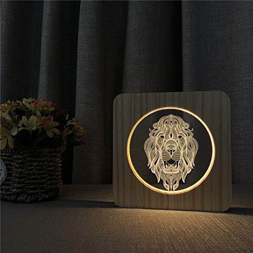 León animal 3d lámpara de mesa LED decoración de la habitación de los niños adornos lámpara de mesa control de interruptor lámpara de grabado