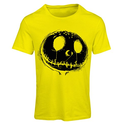 lepni.me Camiseta Mujer cráneo asustadizo Cara - Pesadilla - Ropa de Fiesta de Halloween (Small Amarillo Multicolor)