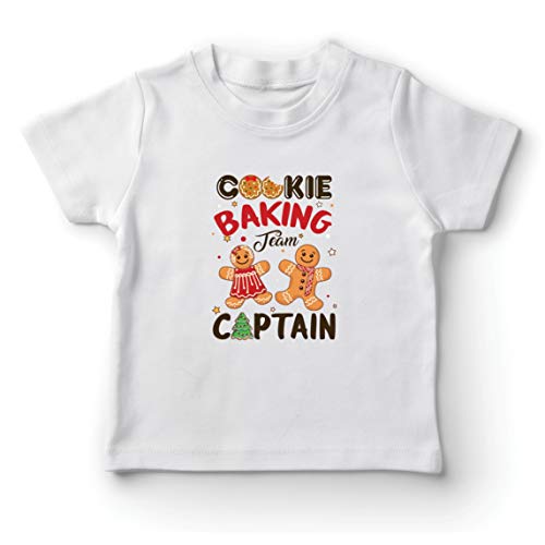 lepni.me Camiseta para Niño/Niña Equipo de horneado de Galletas de Navidad Capitán de Vacaciones de la Familia (9-11 Years Blanco Multicolor)