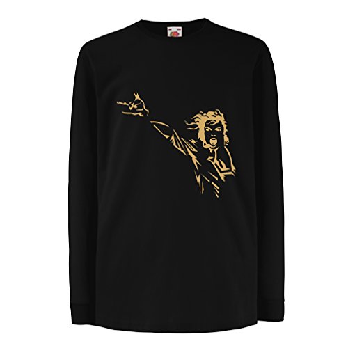 lepni.me Camiseta para Niño/Niña King of Pop, me Encanta M J - 80s / 90s, Camisa de Fiesta Musical (14-15 Years Negro Oro)