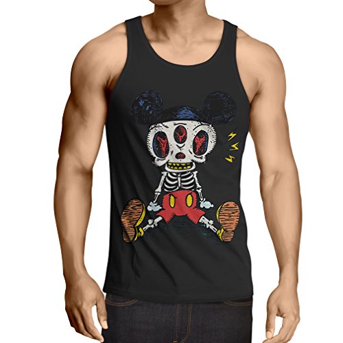 lepni.me Camisetas de Tirantes para Hombre Esqueleto de un ratón (Small Negro Multicolor)