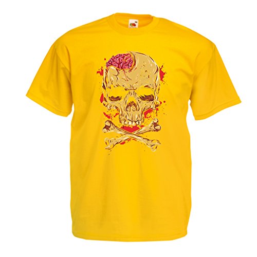 lepni.me Camisetas Hombre La Calavera (Large Amarillo Multicolor)