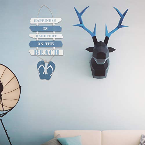 Letrero decorativo de pared de madera Letrero de placa de madera Puerta de placa de playa de madera Decoración de placa de pared Letrero de pared colgante Decoración de pared de madera colgante (Azul)