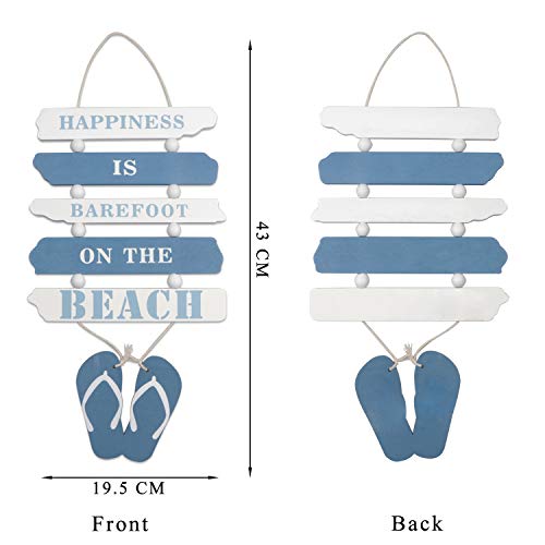 Letrero decorativo de pared de madera Letrero de placa de madera Puerta de placa de playa de madera Decoración de placa de pared Letrero de pared colgante Decoración de pared de madera colgante (Azul)