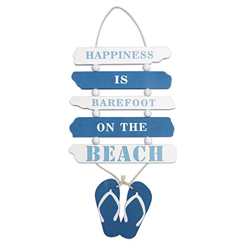 Letrero decorativo de pared de madera Letrero de placa de madera Puerta de placa de playa de madera Decoración de placa de pared Letrero de pared colgante Decoración de pared de madera colgante (Azul)