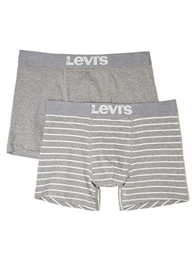 Levi's Levis 200SF Vintage Stripe 0312 Boxer Brief, Pantalones para Hombre, Gris (Middle Grey Melange 758) (Talla del Fabricante: Large) (Pack de 2