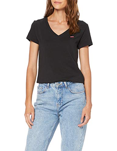 Levi's Vneck Camiseta, Negro (Caviar 0003), Small para Mujer